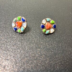 Vintage Native American Precious Stone Turquoise and 925 Silver Earrings